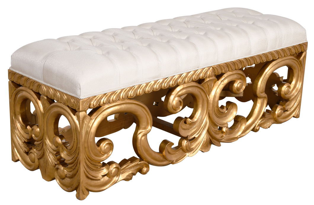 Gold Rococo Three Seat Bench