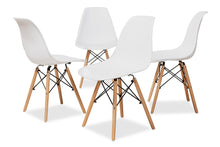 Load image into Gallery viewer, Baxton Studio Jaspen Modern and Contemporary White Finished Polypropylene Plastic and Oak Brown Finished Wood 4-Piece Dining Chair Set
