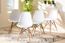 Load image into Gallery viewer, Baxton Studio Jaspen Modern and Contemporary White Finished Polypropylene Plastic and Oak Brown Finished Wood 4-Piece Dining Chair Set
