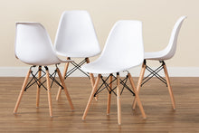 Load image into Gallery viewer, Baxton Studio Jaspen Modern and Contemporary White Finished Polypropylene Plastic and Oak Brown Finished Wood 4-Piece Dining Chair Set
