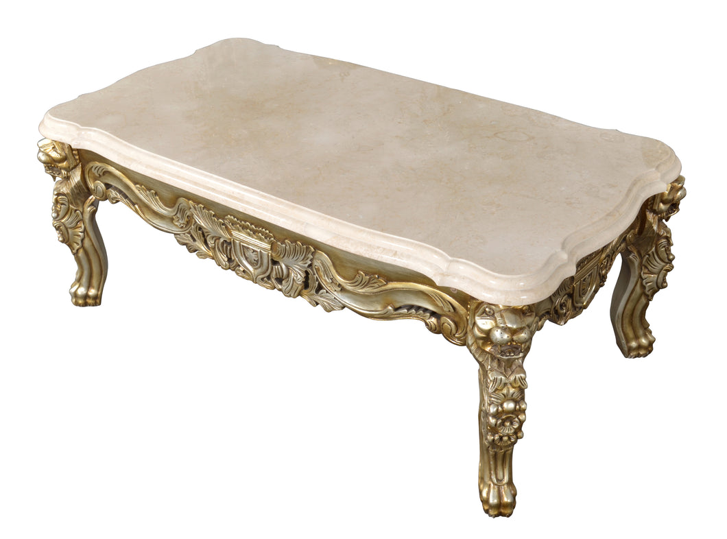 Platina Lion Coffee Table with Marble Top