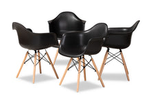 Load image into Gallery viewer, Baxton Studio Galen Modern and Contemporary Black Finished Polypropylene Plastic and Oak Brown Finished Wood 4-Piece Dining Chair Set
