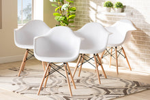 Load image into Gallery viewer, Baxton Studio Galen Modern and Contemporary White Finished Polypropylene Plastic and Oak Brown Finished Wood 4-Piece Dining Chair Set
