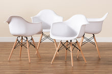 Load image into Gallery viewer, Baxton Studio Galen Modern and Contemporary White Finished Polypropylene Plastic and Oak Brown Finished Wood 4-Piece Dining Chair Set

