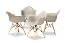 Load image into Gallery viewer, Baxton Studio Galen Modern and Contemporary Beige Finished Polypropylene Plastic and Oak Brown Finished Wood 4-Piece Dining Chair Set
