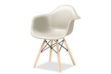 Load image into Gallery viewer, Baxton Studio Galen Modern and Contemporary Beige Finished Polypropylene Plastic and Oak Brown Finished Wood 4-Piece Dining Chair Set

