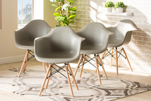 Load image into Gallery viewer, Baxton Studio Galen Modern and Contemporary Beige Finished Polypropylene Plastic and Oak Brown Finished Wood 4-Piece Dining Chair Set
