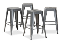 Load image into Gallery viewer, Baxton Studio Horton Modern and Contemporary Industrial Grey Finished Metal 4-Piece Stackable Counter Stool Set
