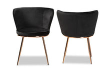 Load image into Gallery viewer, Baxton Studio Farah Modern Luxe and Glam Black Velvet Fabric Upholstered and Rose Gold Finished Metal 2-Piece Dining Chair Set
