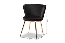 Load image into Gallery viewer, Baxton Studio Farah Modern Luxe and Glam Black Velvet Fabric Upholstered and Rose Gold Finished Metal 2-Piece Dining Chair Set
