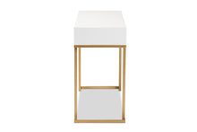Load image into Gallery viewer, Baxton Studio Beagan Modern and Contemporary White Finished Wood and Gold Metal 2-Drawer Console Table
