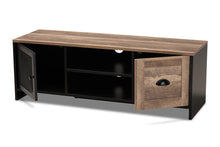 Load image into Gallery viewer, Baxton Studio Connell Modern and Contemporary Industrial Two-Tone Natural Brown and Black Finished Wood and Black Metal 2-Door TV Stand
