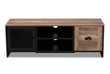 Load image into Gallery viewer, Baxton Studio Connell Modern and Contemporary Industrial Two-Tone Natural Brown and Black Finished Wood and Black Metal 2-Door TV Stand
