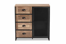 Load image into Gallery viewer, Baxton Studio Connell Modern and Contemporary Industrial Two-Tone Natural Brown and Black Finished Wood and Black Metal Sideboard Buffet
