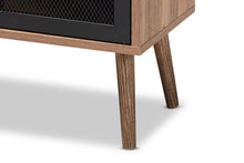 Load image into Gallery viewer, Baxton Studio Yuna Mid-Century Modern Transitional Natural Brown Finished Wood and Black Metal 2-Door Storage Cabinet
