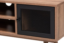 Load image into Gallery viewer, Baxton Studio Yuna Mid-Century Modern Transitional Natural Brown Finished Wood and Black Metal 2-Door TV Stand
