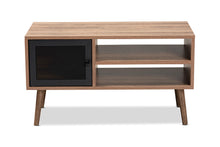 Load image into Gallery viewer, Baxton Studio Yuna Mid-Century Modern Transitional Natural Brown Finished Wood and Black Metal 1-Door Coffee Table

