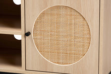 Load image into Gallery viewer, Baxton Studio Ardon Bohemian Light Brown Finished Wood and Black Metal 2-Door TV Stand with Natural Rattan
