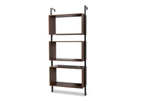Load image into Gallery viewer, Baxton Studio Aldis Modern Industrial Walnut Brown Finished Wood and Black Metal 3-Tier Display Shelf
