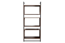 Load image into Gallery viewer, Baxton Studio Aldis Modern Industrial Walnut Brown Finished Wood and Black Metal 3-Tier Display Shelf
