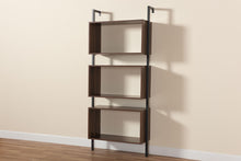 Load image into Gallery viewer, Baxton Studio Aldis Modern Industrial Walnut Brown Finished Wood and Black Metal 3-Tier Display Shelf
