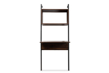 Load image into Gallery viewer, Baxton Studio Fariat Modern Industrial Walnut Brown Finished Wood and Black Metal Display Shelf with Desk
