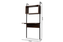 Load image into Gallery viewer, Baxton Studio Fariat Modern Industrial Walnut Brown Finished Wood and Black Metal Display Shelf with Desk

