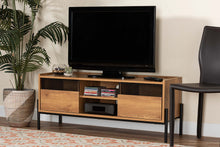Load image into Gallery viewer, Baxton Studio Tasman Modern and Contemporary Industrial Natural Brown Finished Wood and Black Metal 2-Door TV Stand
