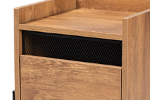 Load image into Gallery viewer, Baxton Studio Tasman Modern and Contemporary Industrial Natural Brown Finished Wood and Black Metal End Table
