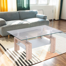 Load image into Gallery viewer, Living Room Rectangular Glass Wood Coffee Table with Shelf
