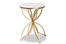 Load image into Gallery viewer, Baxton Studio Jaclyn Modern and Contemporary Gold Finished Metal End Table with Marble Tabletop
