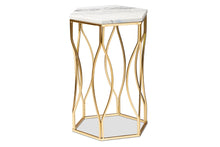 Load image into Gallery viewer, Baxton Studio Kalena Modern and Contemporary Gold Metal End Table with Marble Tabletop
