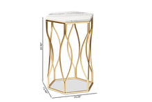 Load image into Gallery viewer, Baxton Studio Kalena Modern and Contemporary Gold Metal End Table with Marble Tabletop

