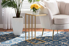 Load image into Gallery viewer, Baxton Studio Parkin Modern and Contemporary Gold Finished Metal C Shaped End Table with Marble Tabletop
