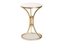 Load image into Gallery viewer, Baxton Studio Tarmon Modern and Contemporary Gold Finished Metal End Table with Marble Tabletop
