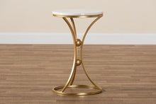 Load image into Gallery viewer, Baxton Studio Tarmon Modern and Contemporary Gold Finished Metal End Table with Marble Tabletop
