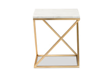 Load image into Gallery viewer, Baxton Studio Hadley Modern and Contemporary Gold Finished Metal End Table with Marble Tabletop
