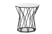 Load image into Gallery viewer, Baxton Studio Venedict Modern and Contemporary Black Metal End Table with Marble Tabletop
