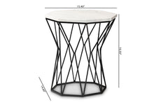 Load image into Gallery viewer, Baxton Studio Venedict Modern and Contemporary Black Metal End Table with Marble Tabletop
