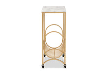 Load image into Gallery viewer, Baxton Studio Jacek Modern and Contemporary Gold Finished Metal Wine Cart with Marble Tabletop
