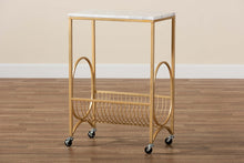 Load image into Gallery viewer, Baxton Studio Jacek Modern and Contemporary Gold Finished Metal Wine Cart with Marble Tabletop
