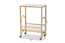 Load image into Gallery viewer, Baxton Studio Jacek Modern and Contemporary Gold Finished Metal Wine Cart with Marble Tabletop
