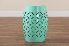 Load image into Gallery viewer, Baxton Studio Hallie Modern and Contemporary Aqua Finished Metal Outdoor Side Table
