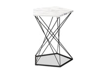 Load image into Gallery viewer, Baxton Studio Oberon Modern and Contemporary Black Finished Metal End Table with Faux Marble Tabletop
