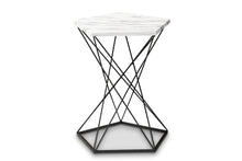 Load image into Gallery viewer, Baxton Studio Oberon Modern and Contemporary Black Finished Metal End Table with Faux Marble Tabletop
