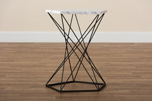 Load image into Gallery viewer, Baxton Studio Oberon Modern and Contemporary Black Finished Metal End Table with Faux Marble Tabletop
