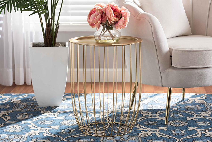 Baxton Studio Mabon Modern and Contemporary Gold Finished Metal End Table
