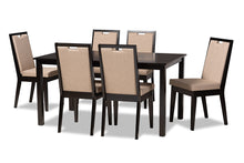 Load image into Gallery viewer, Baxton Studio Rosa Modern and Contemporary Sand Fabric Upholstered and Dark Brown Finished Wood 7-Piece Dining Set
