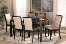 Load image into Gallery viewer, Baxton Studio Rosa Modern and Contemporary Sand Fabric Upholstered and Dark Brown Finished Wood 7-Piece Dining Set
