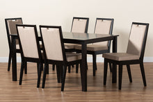 Load image into Gallery viewer, Baxton Studio Rosa Modern and Contemporary Sand Fabric Upholstered and Dark Brown Finished Wood 7-Piece Dining Set
